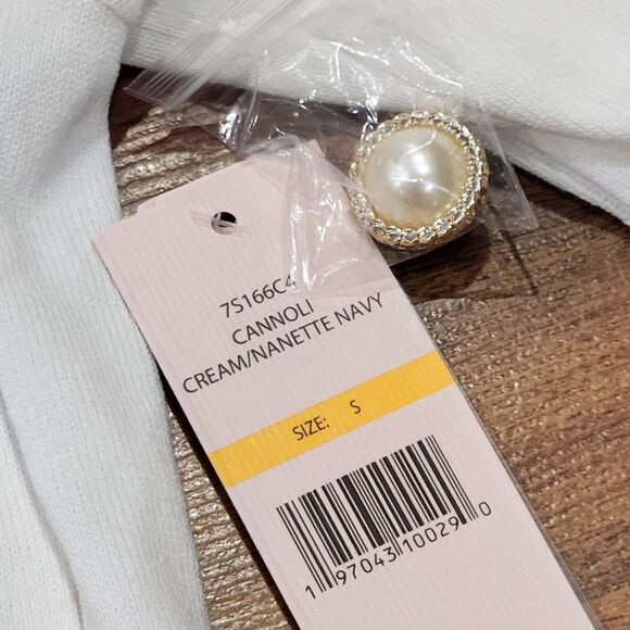 🔸️NWT Nanette Lepore White & Blue Cardigan Sweater Small - Picture 11 of 12